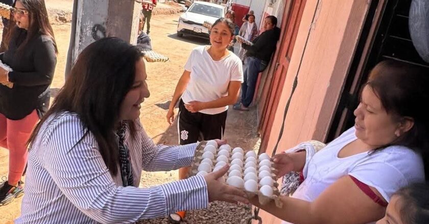Entregan apoyo alimentario casa por casa en Misión del Palmar, en Villa de Pozos