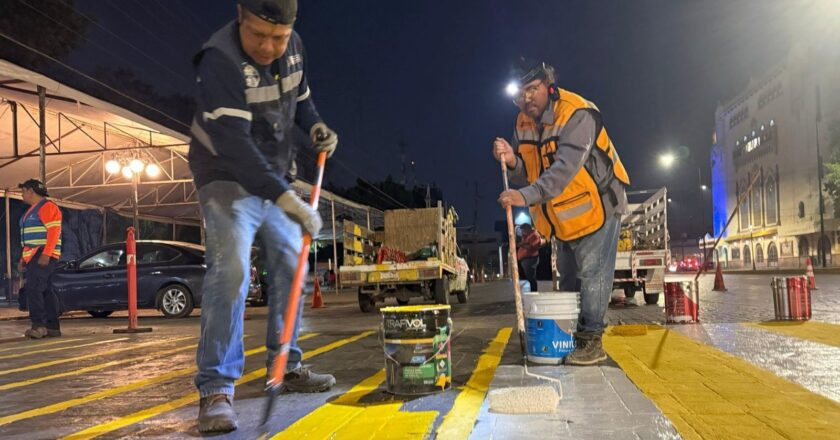 Refuerzan trabajos nocturnos en el Centro Histórico de San Luis Capital