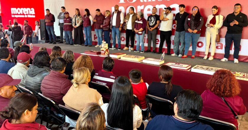 Morena conmemora 15 años en SLP con llamado a fortalecer su organización